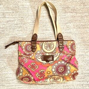 Relic Canvas Paisley & Floral Shoulder Bag/Purse with Full Zip Closure. EUC.